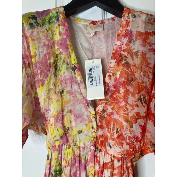 Rococo Sand Nesh Maxi dress orange yellow floral metallic sz XS - Picture 9 of 16